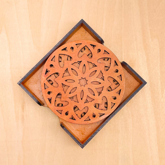Mandala Art Coasters-Ashtadash Wooden-Red Cedar