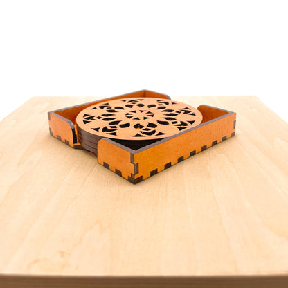 Mandala Art Coasters-Vimsati Wooden-Red Cedar