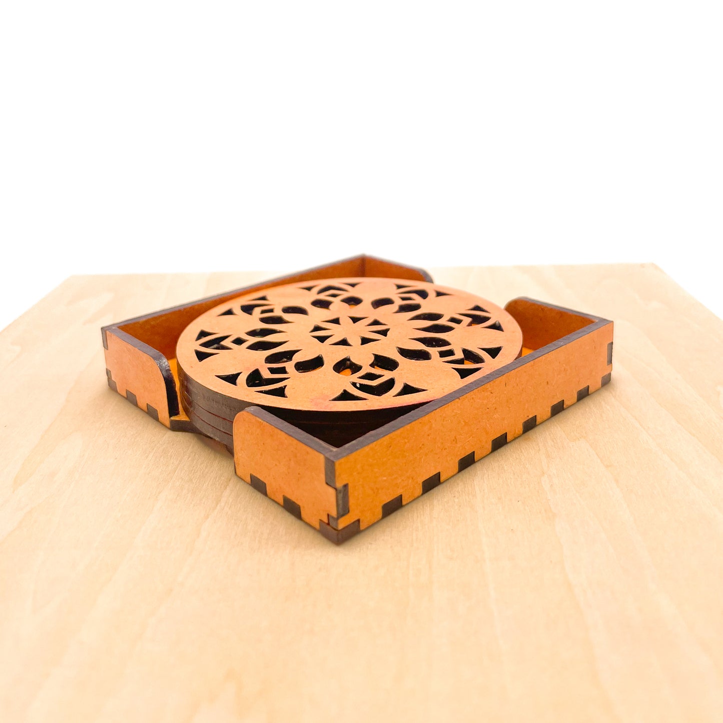 Mandala Art Coasters-Vimsati Wooden-Red Cedar