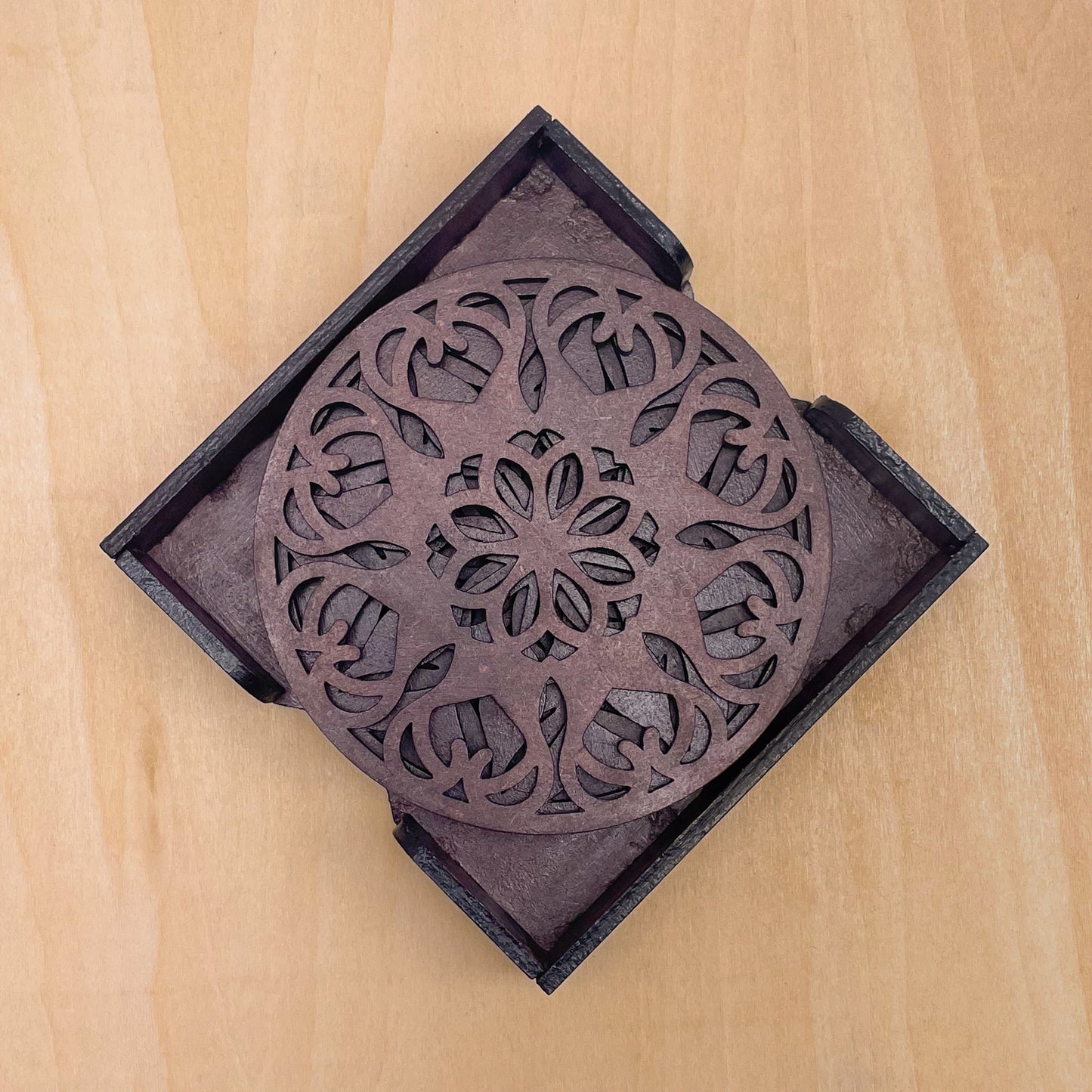 Mandala Art Coasters-Ekam Wooden-Rose Wood