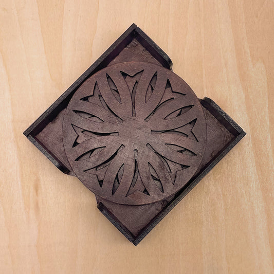 Mandala Art Coasters-Dwe Wooden-Rose Wood