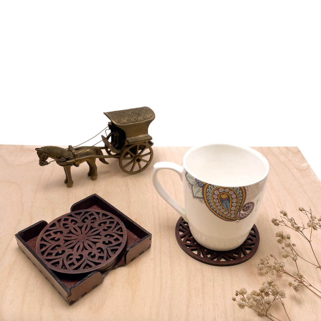 Mandala Art Coasters-Treeni Wooden-Rose Wood