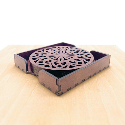Mandala Art Coasters-Treeni Wooden-Rose Wood