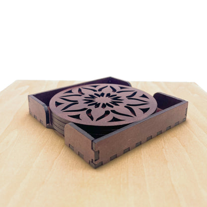 Mandala Art Coasters-Sapta Wooden-Rose Wood