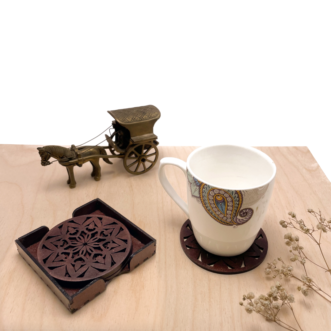 Mandala Art Coasters-Ashta Wooden-Rose Wood