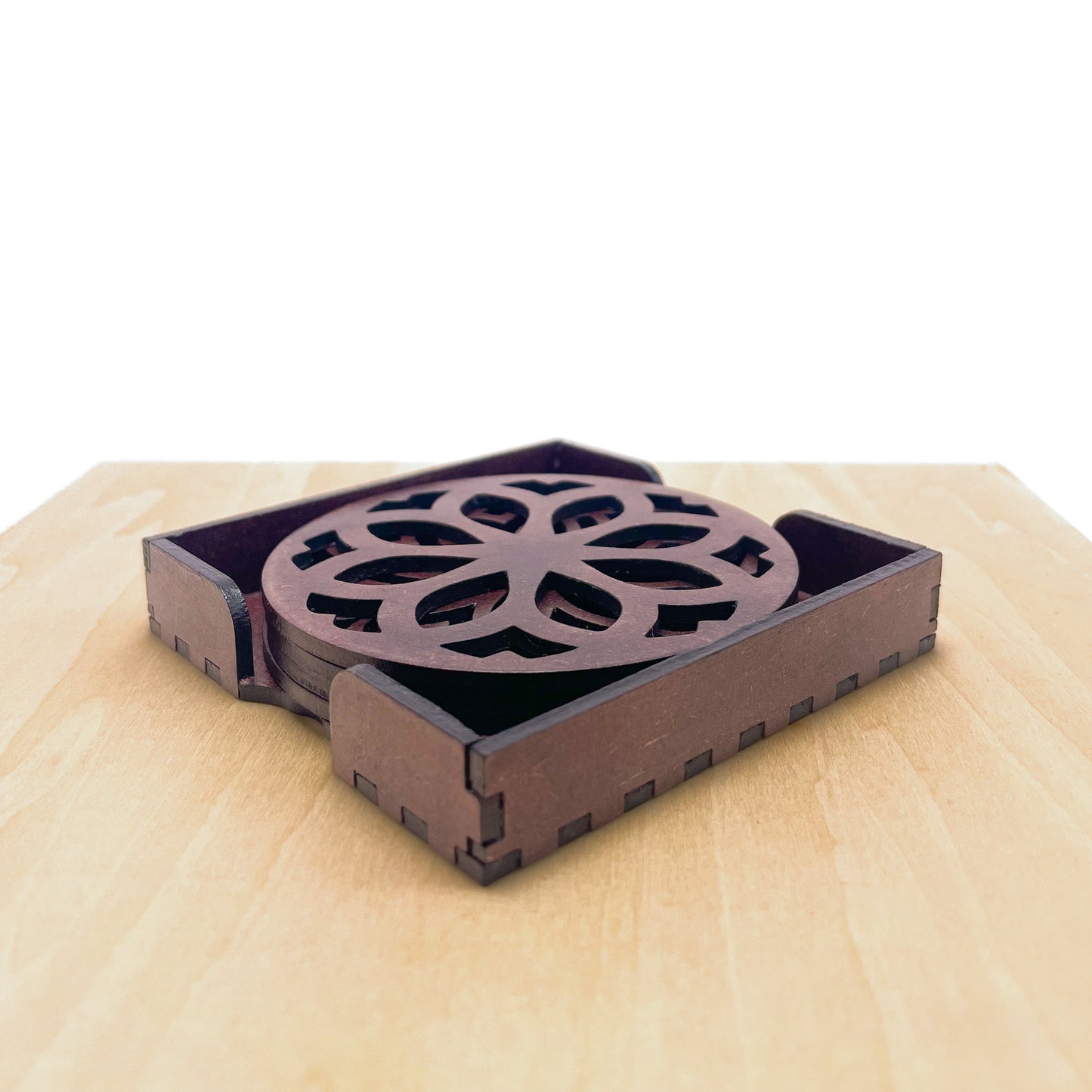 Mandala Art Coasters-Nava Wooden-Rose Wood