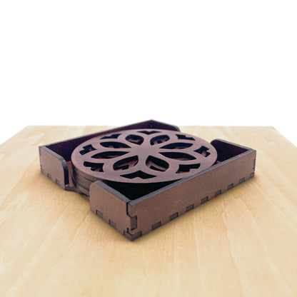 Mandala Art Coasters-Nava Wooden-Rose Wood