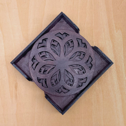 Mandala Art Coasters-Nava Wooden-Rose Wood