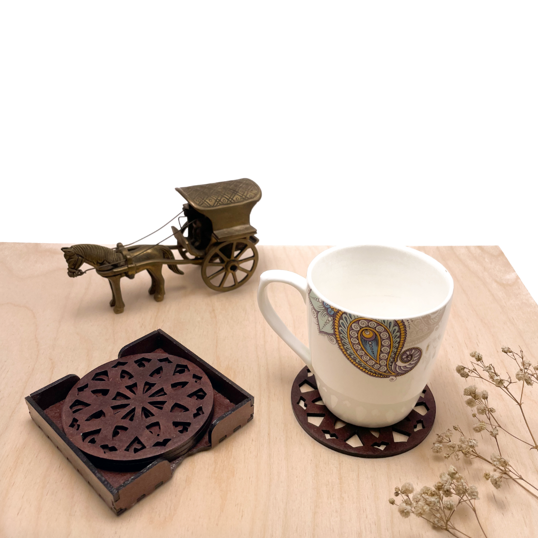Mandala Art Coasters-Dasha Wooden-Rose Wood