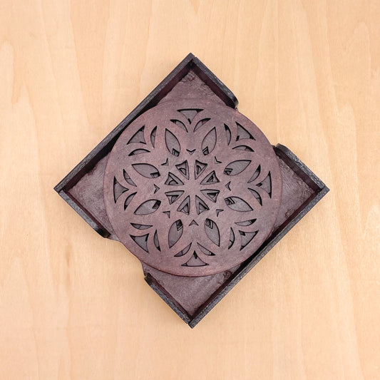 Mandala Art Coasters-Ekaadash Wooden-Rose Wood