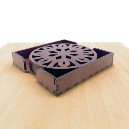 Mandala Art Coasters-Trayodash Wooden-Rose Wood