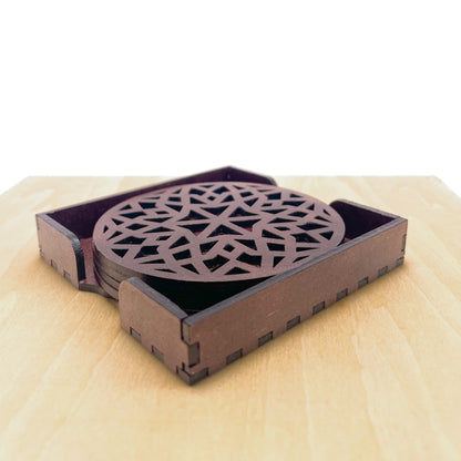 Mandala Art Coasters-Chaturdash Wooden-Rose Wood