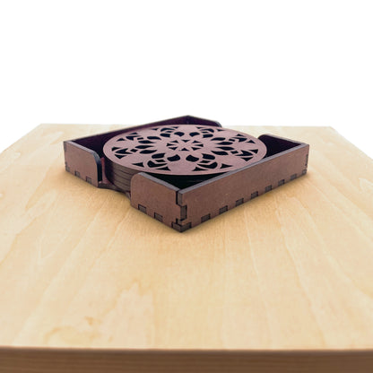 Mandala Art Coasters-Vimsati Wooden-Rose Wood