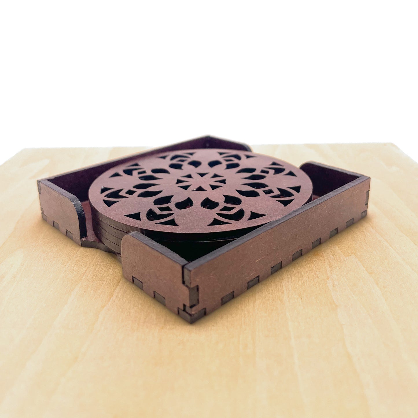 Mandala Art Coasters-Vimsati Wooden-Rose Wood