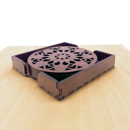 Mandala Art Coasters-Vimsati Wooden-Rose Wood