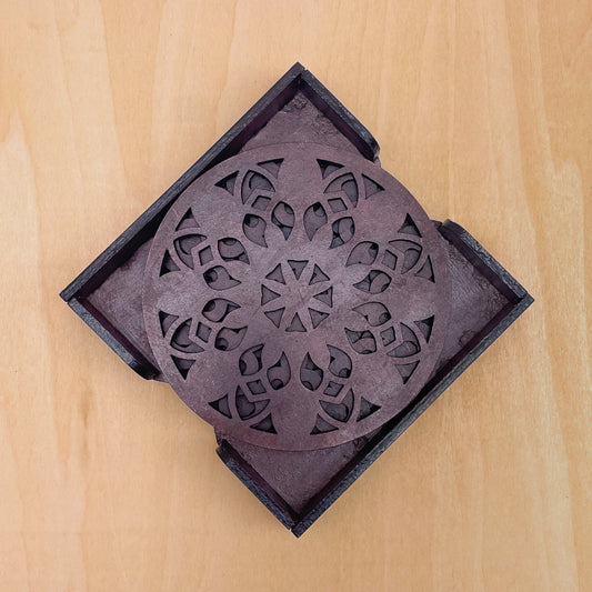 Mandala Art Coasters-Vimsati Wooden-Rose Wood