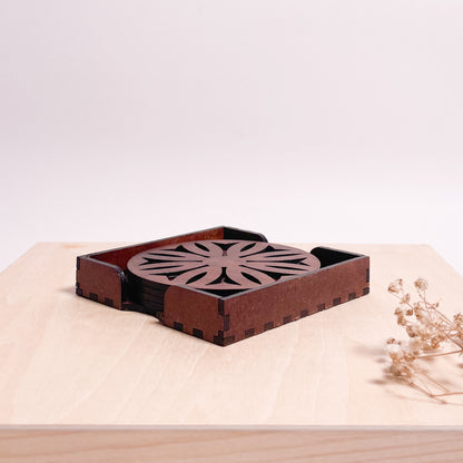 Mandala Art Coasters-Dwe Wooden-Warm Walnut