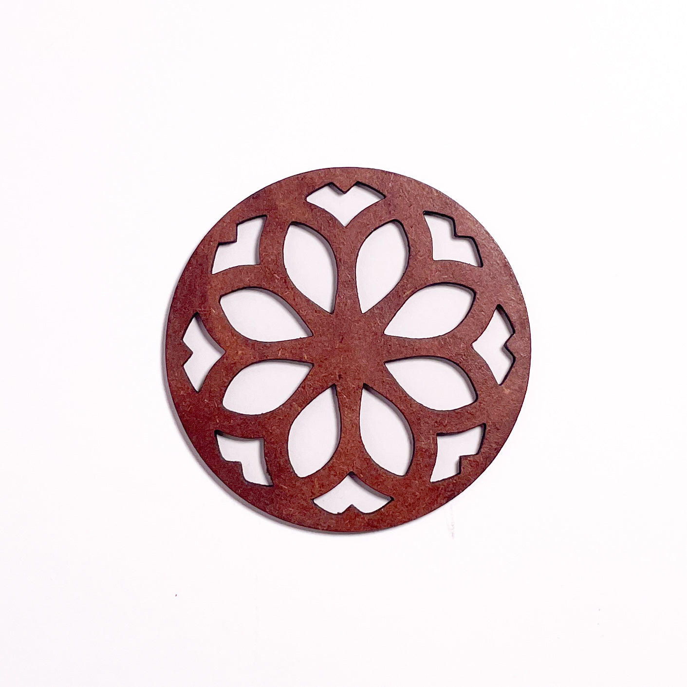 Mandala Art Coasters-Nava Wooden-Warm Walnut