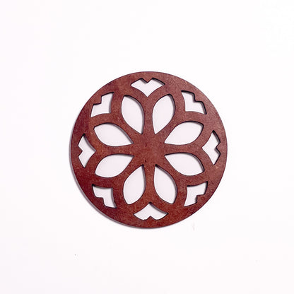 Mandala Art Coasters-Nava Wooden-Warm Walnut