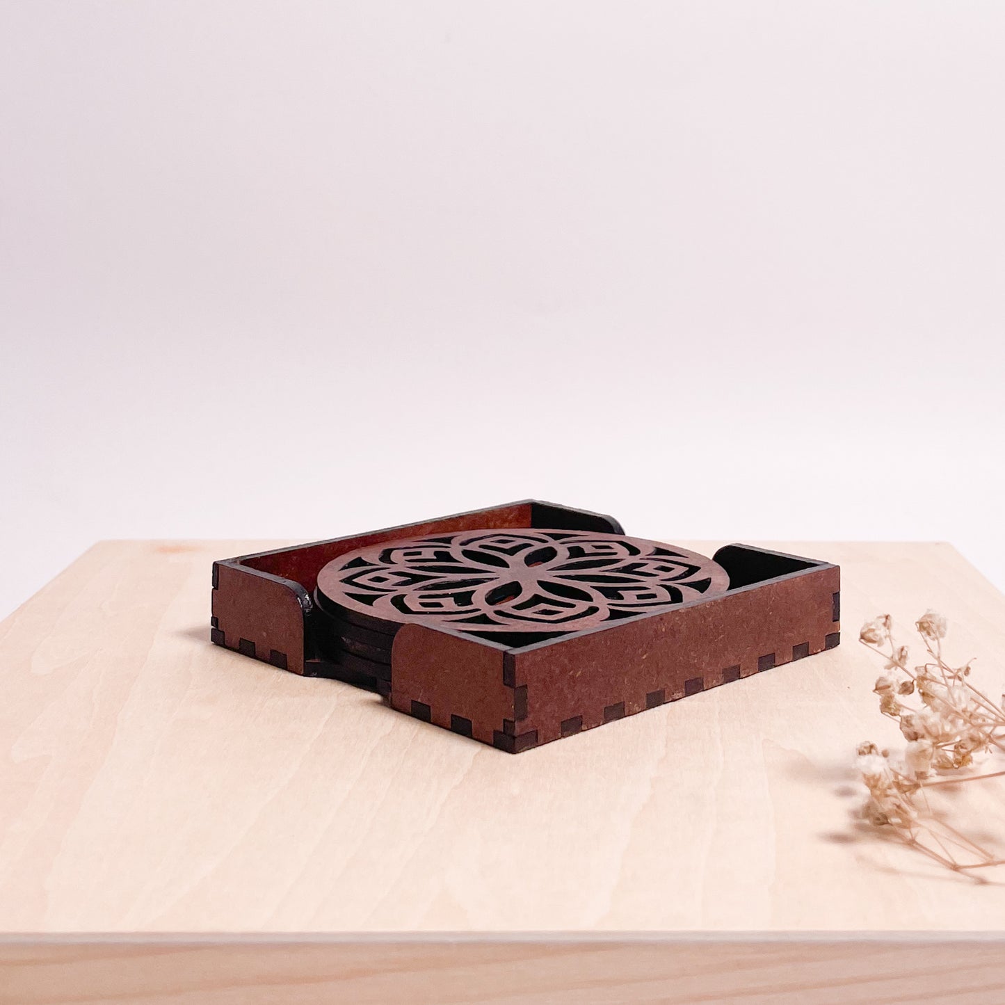 Mandala Art Coasters-Shodash Wooden-Warm Walnut