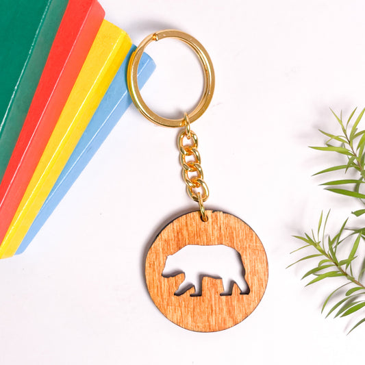 Spirit Animal Key Chain-Bear Eka Wooden-Red Cedar