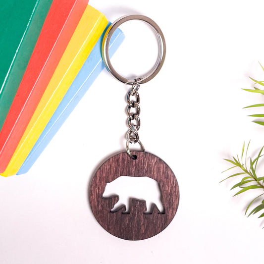 Spirit Animal Key Chain-Bear Eka Wooden-Rose Wood