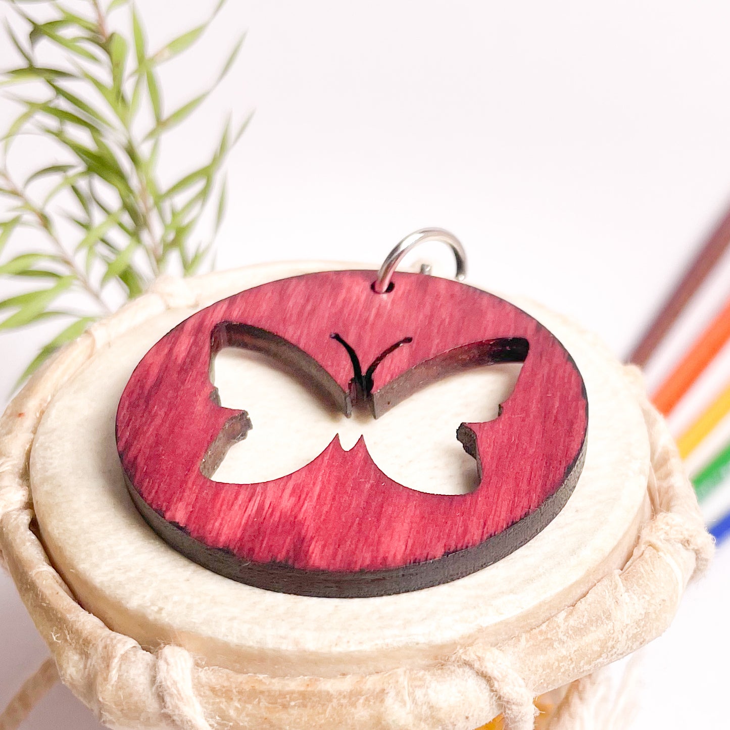 Butter Fly Dwe Wooden Key Chain