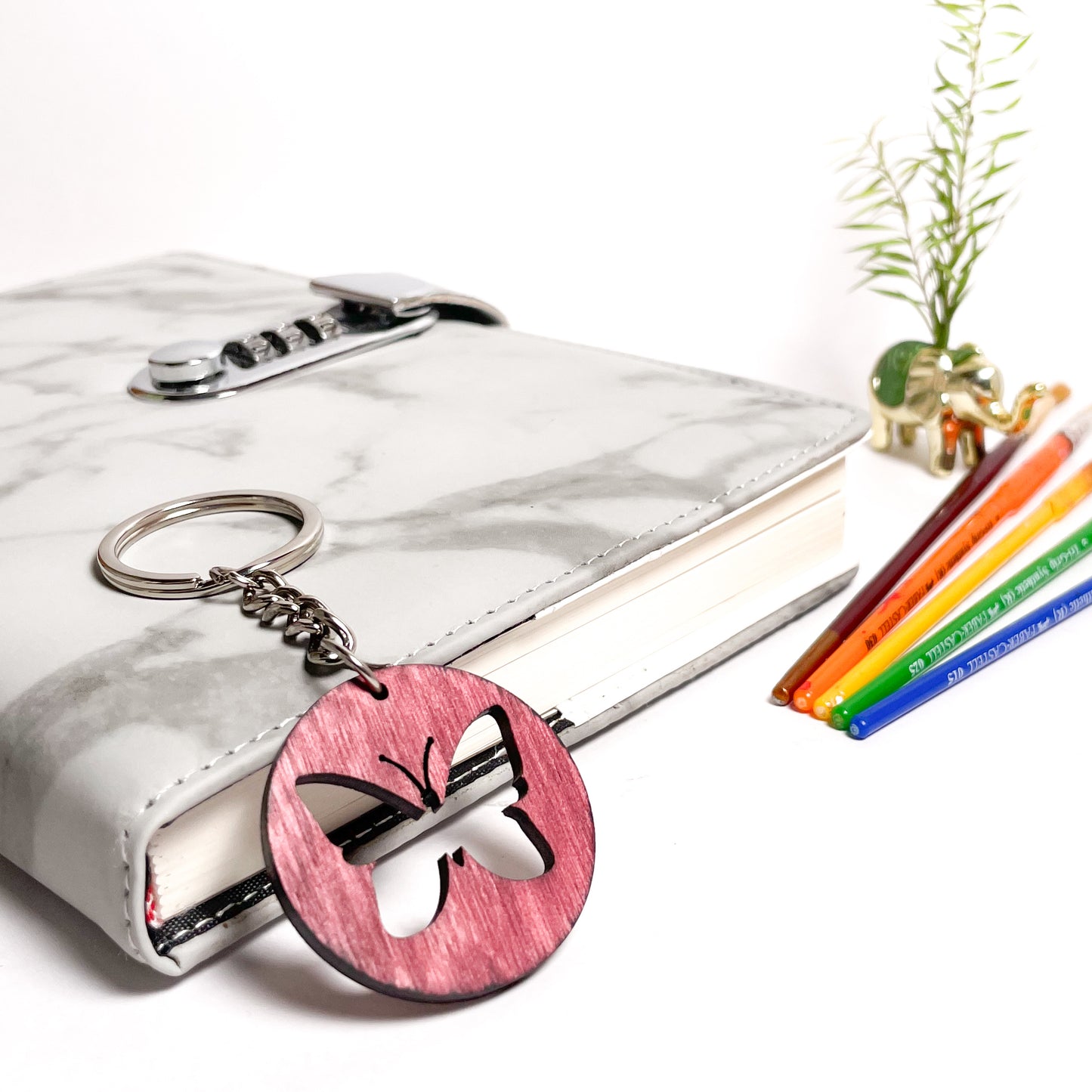 Butter Fly Dwe Wooden Key Chain