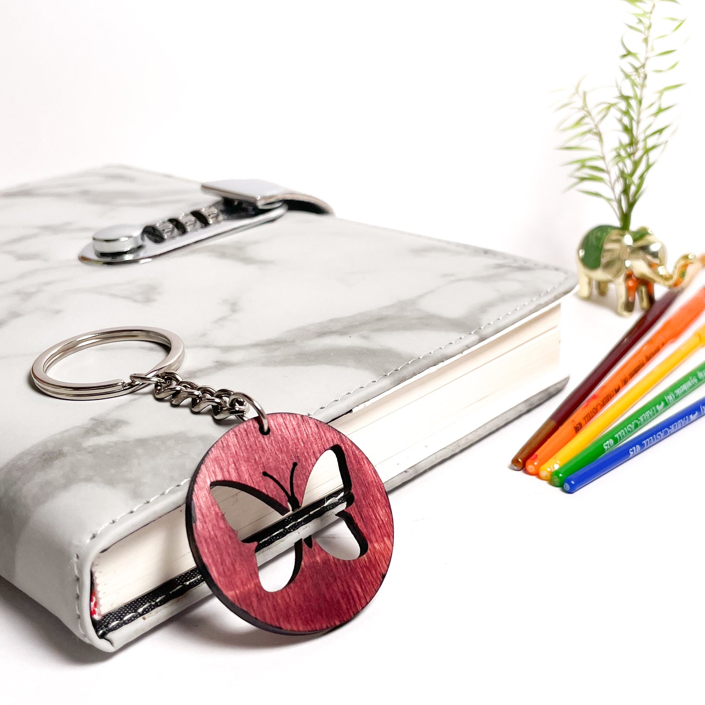 Butter Fly Dwe Wooden Key Chain