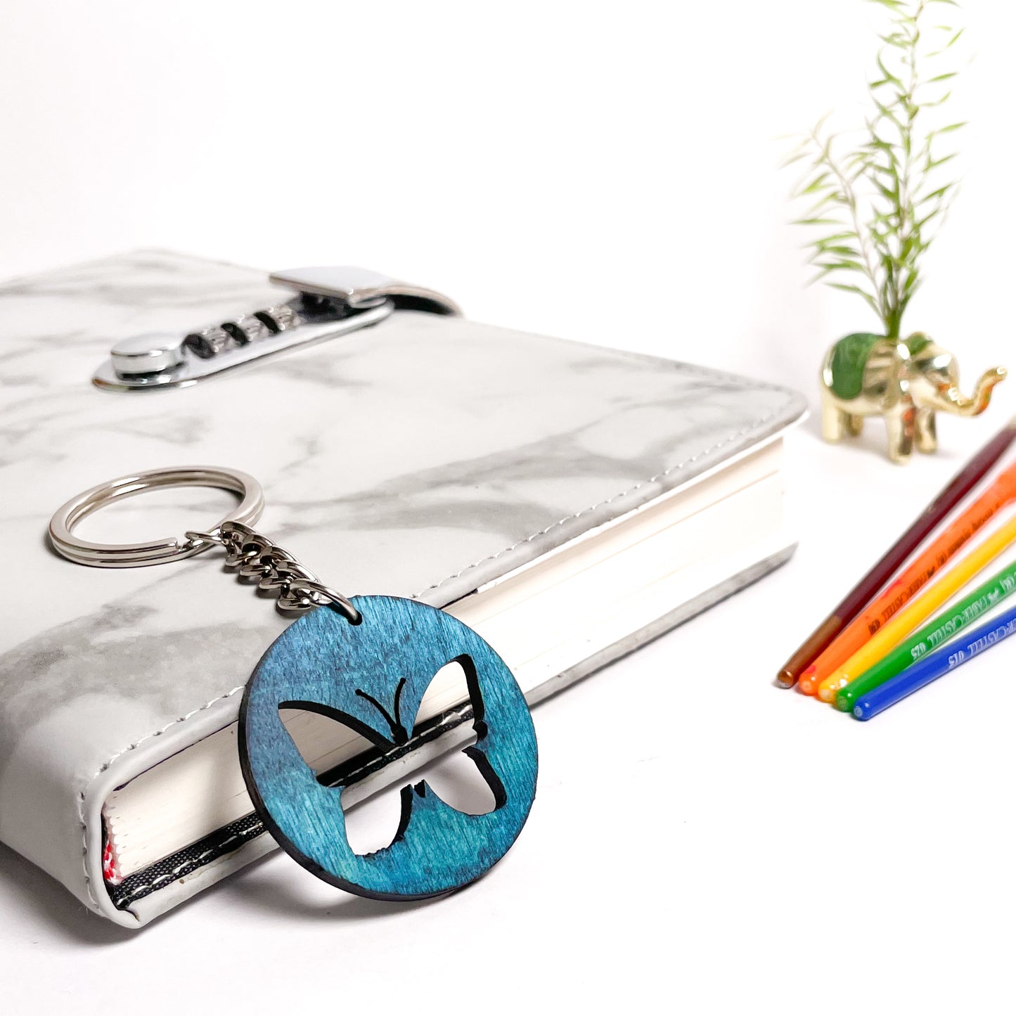 Butter Fly Dwe Wooden Key Chain