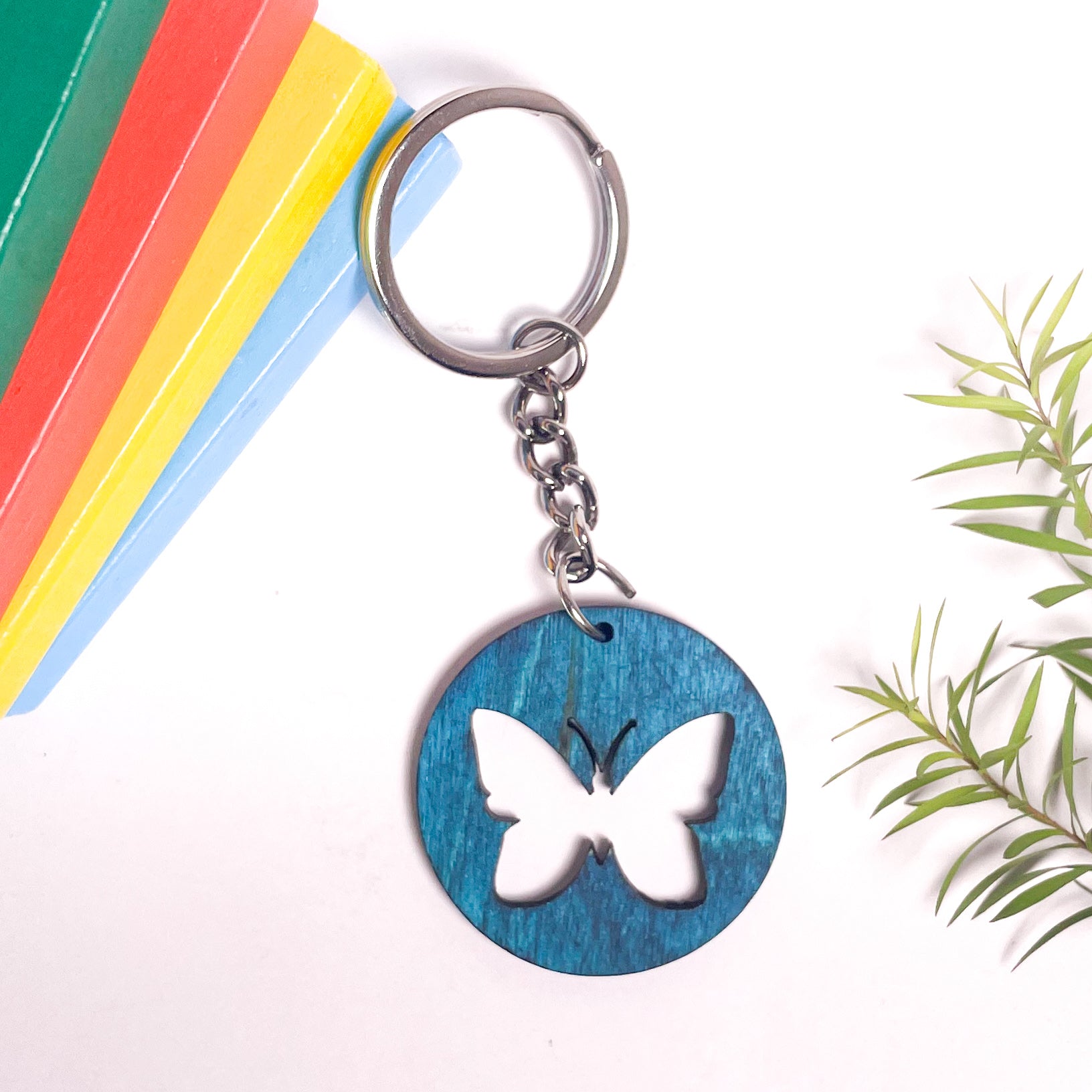 Spirit Animal Key Chain-Butter Fly Dwe Wooden-Indigo – IndionArt