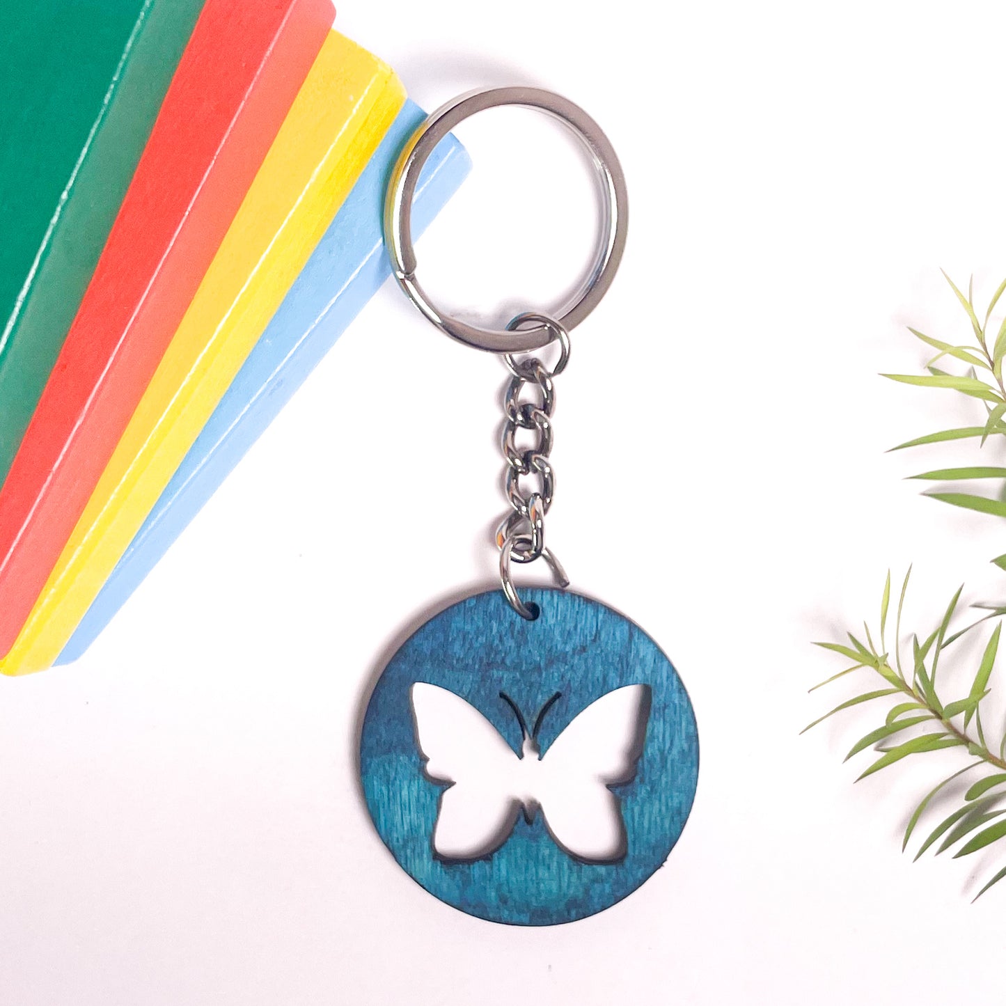 Butter Fly Dwe Wooden Key Chain