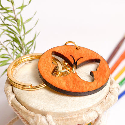 Butter Fly Dwe Wooden Key Chain
