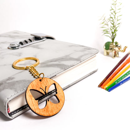 Butter Fly Dwe Wooden Key Chain