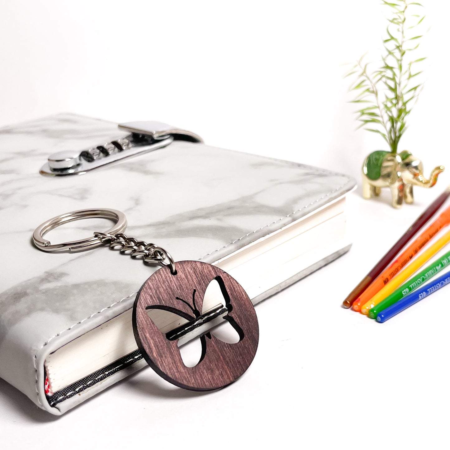 Butter Fly Dwe Wooden Key Chain