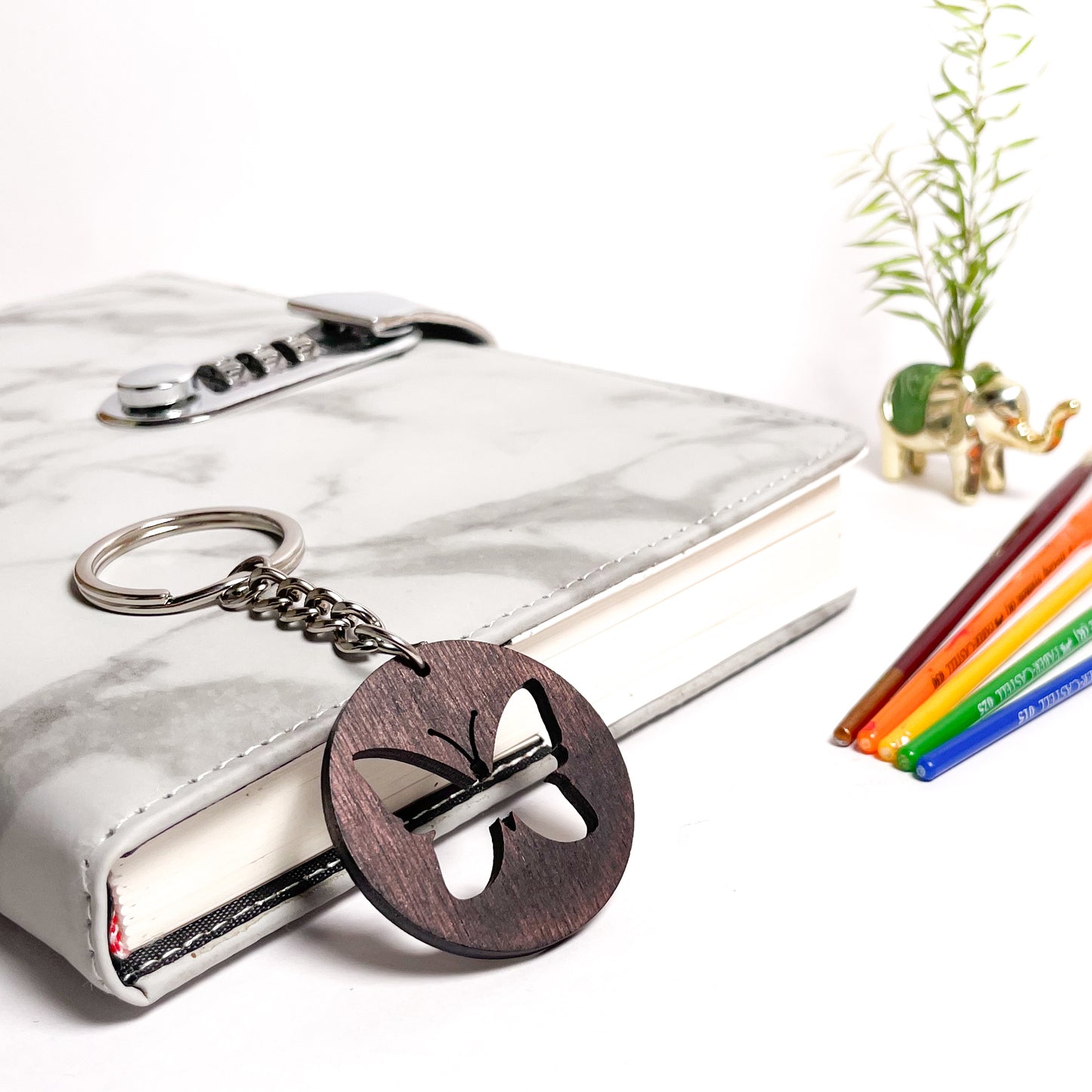 Butter Fly Dwe Wooden Key Chain