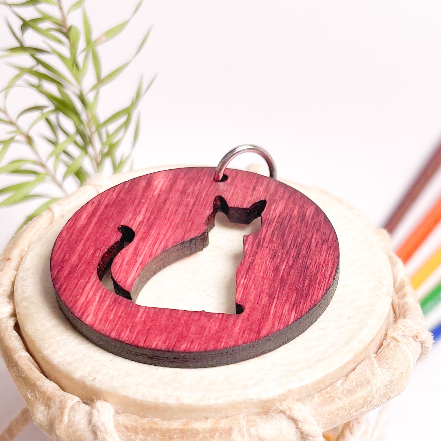 Cat Eka Wooden Key Chain