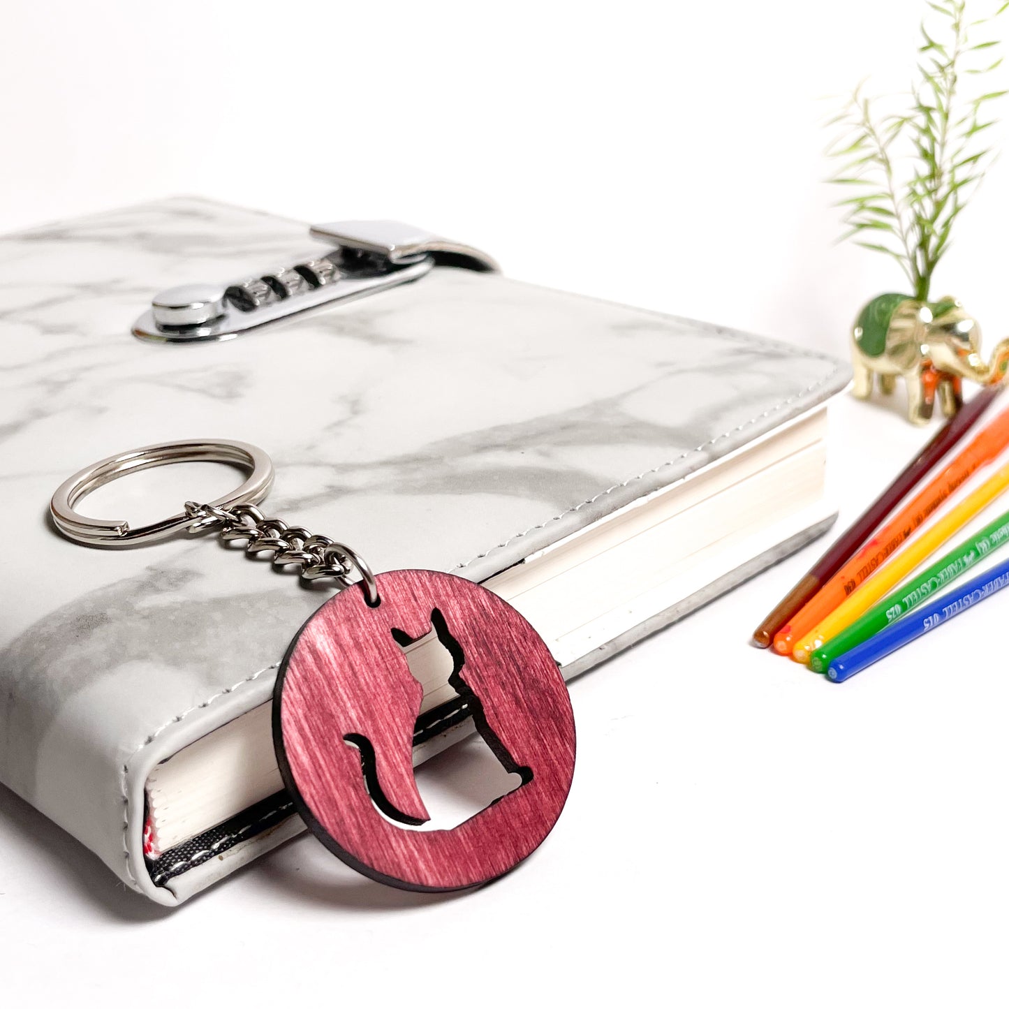 Cat Eka Wooden Key Chain
