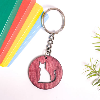 Cat Eka Wooden Key Chain