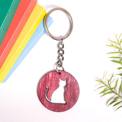 Cat Eka Wooden Key Chain