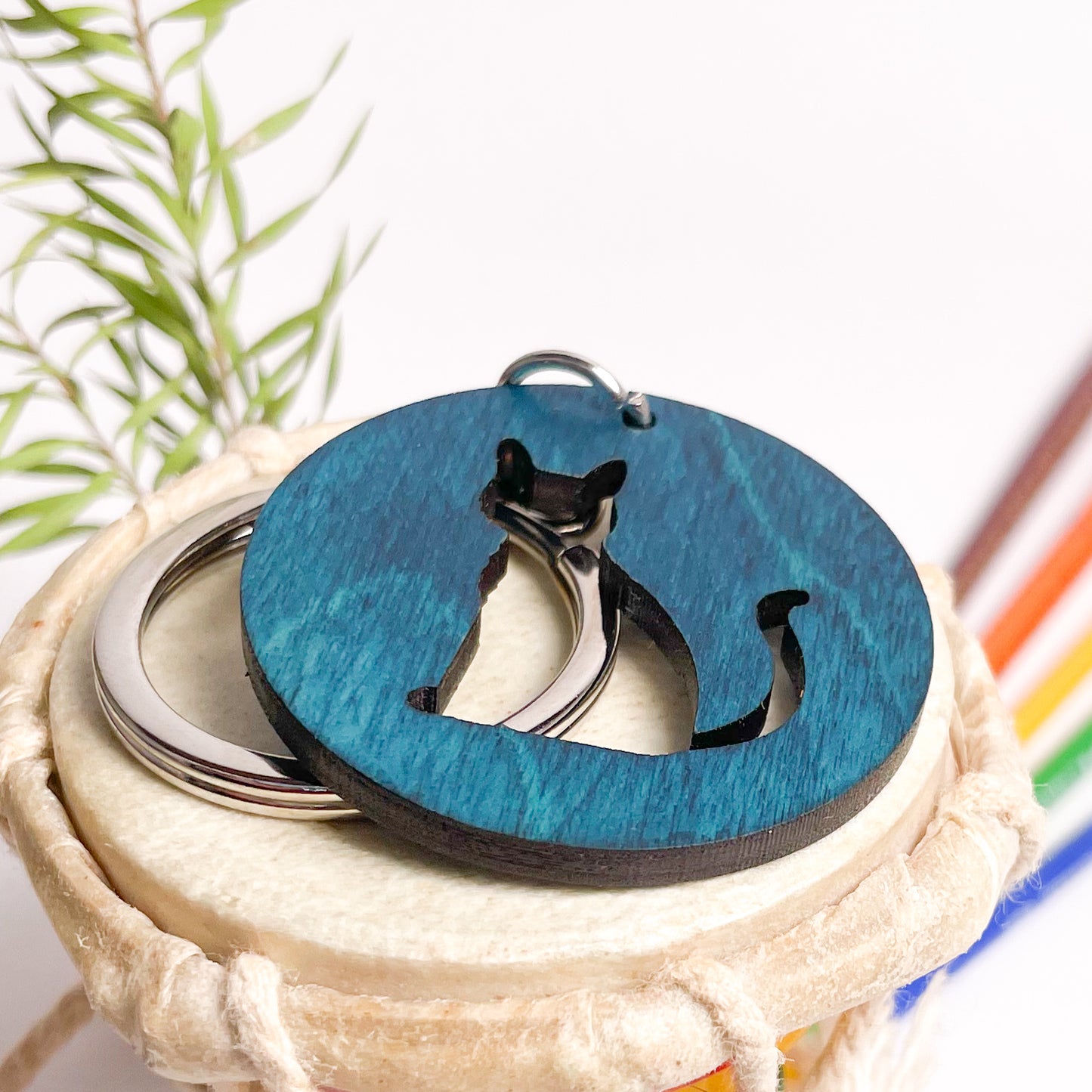 Cat Eka Wooden Key Chain