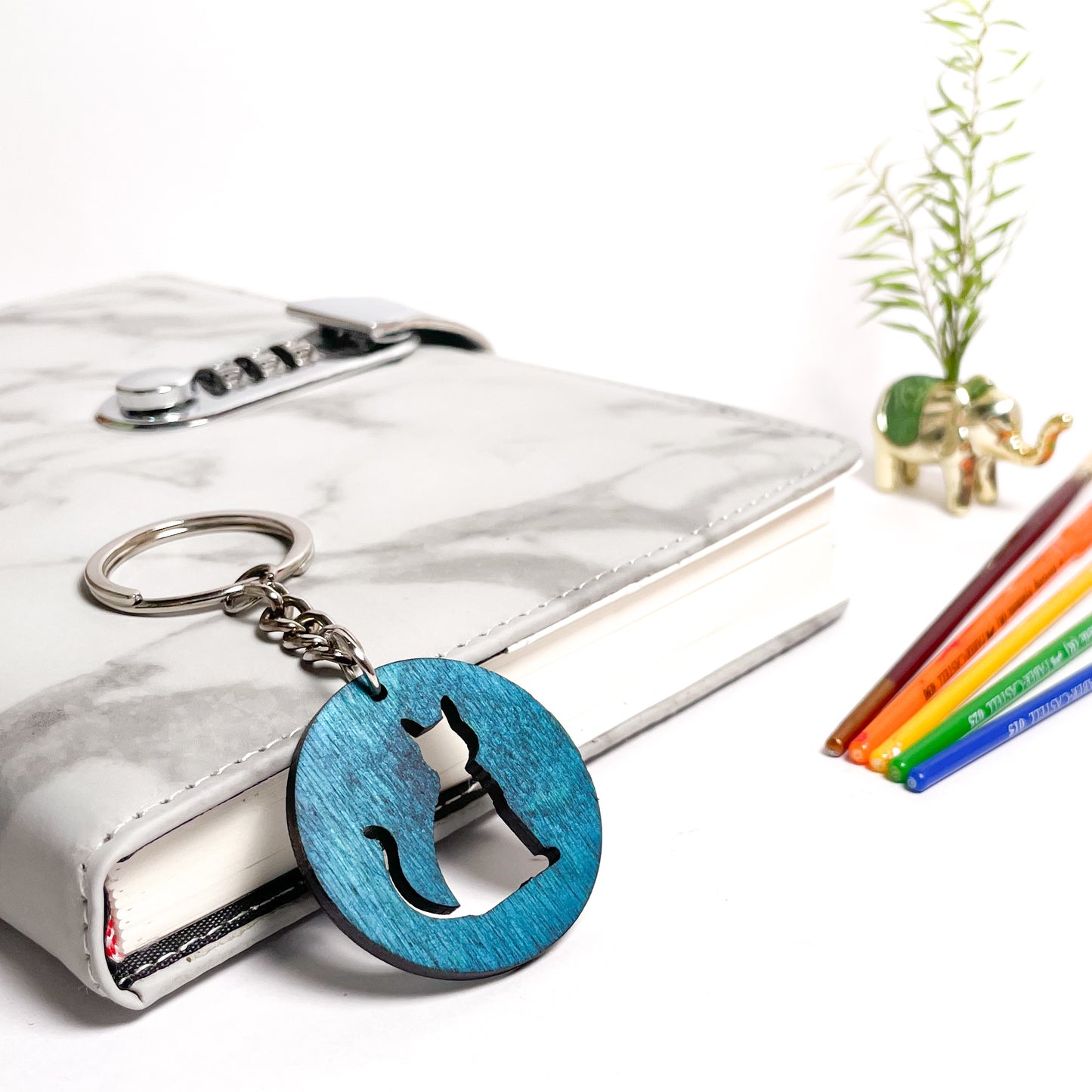 Cat Eka Wooden Key Chain