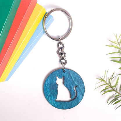 Cat Eka Wooden Key Chain