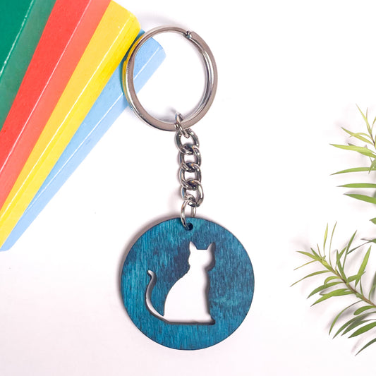 Cat Eka Wooden Key Chain