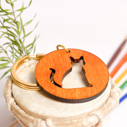 Cat Eka Wooden Key Chain