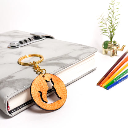 Cat Eka Wooden Key Chain