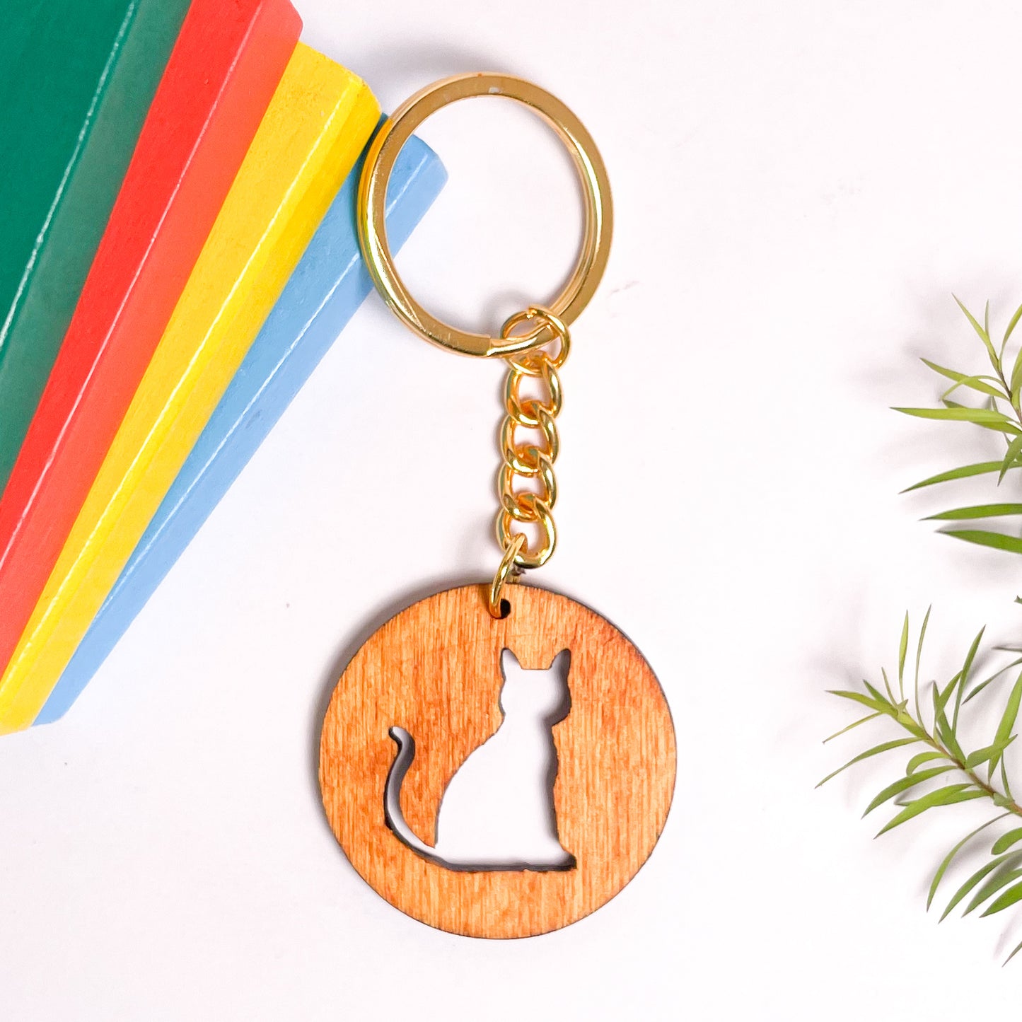 Cat Eka Wooden Key Chain