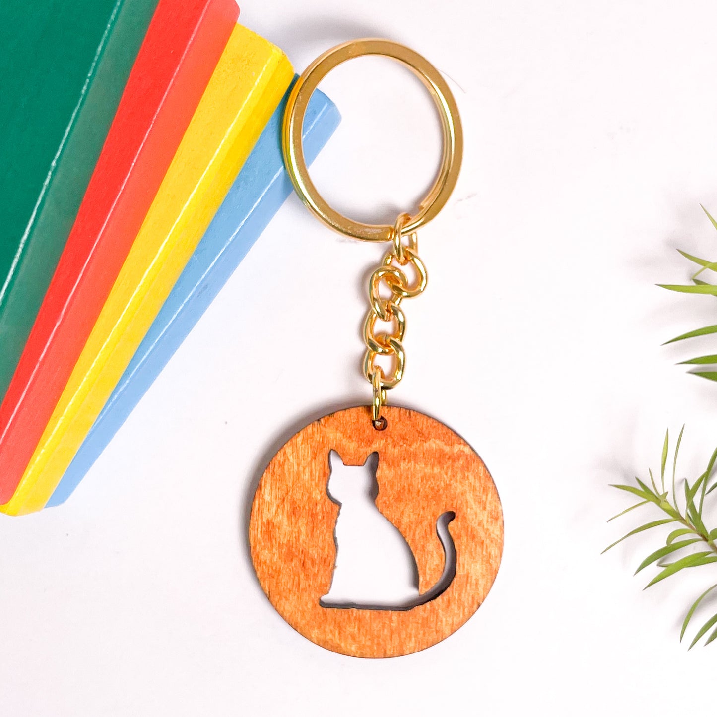 Cat Eka Wooden Key Chain