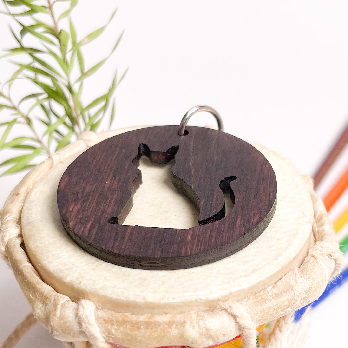 Cat Eka Wooden Key Chain