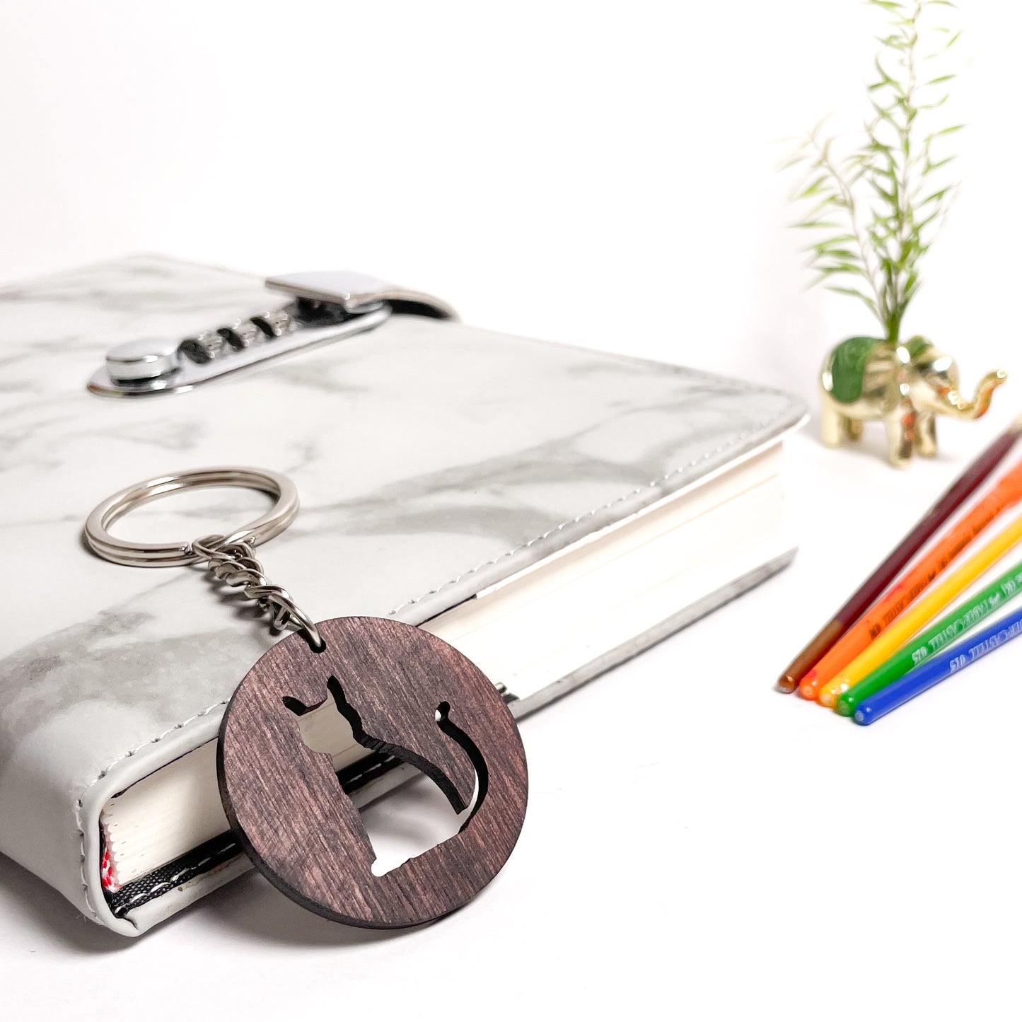 Cat Eka Wooden Key Chain